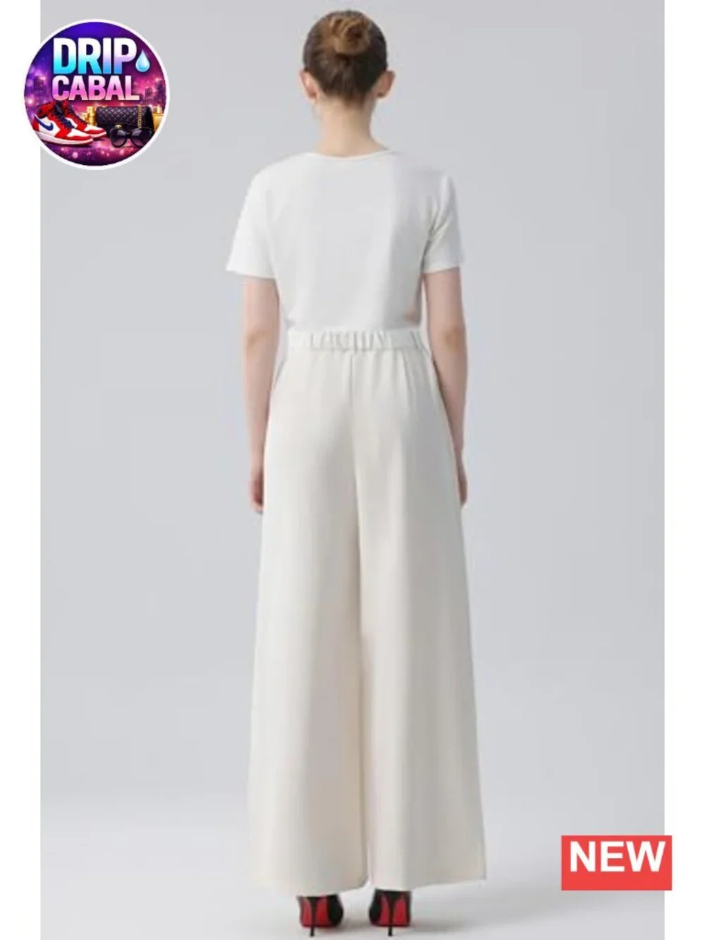 High Waist Wide Leg Palazzo Pants with Pockets, Office Trousers